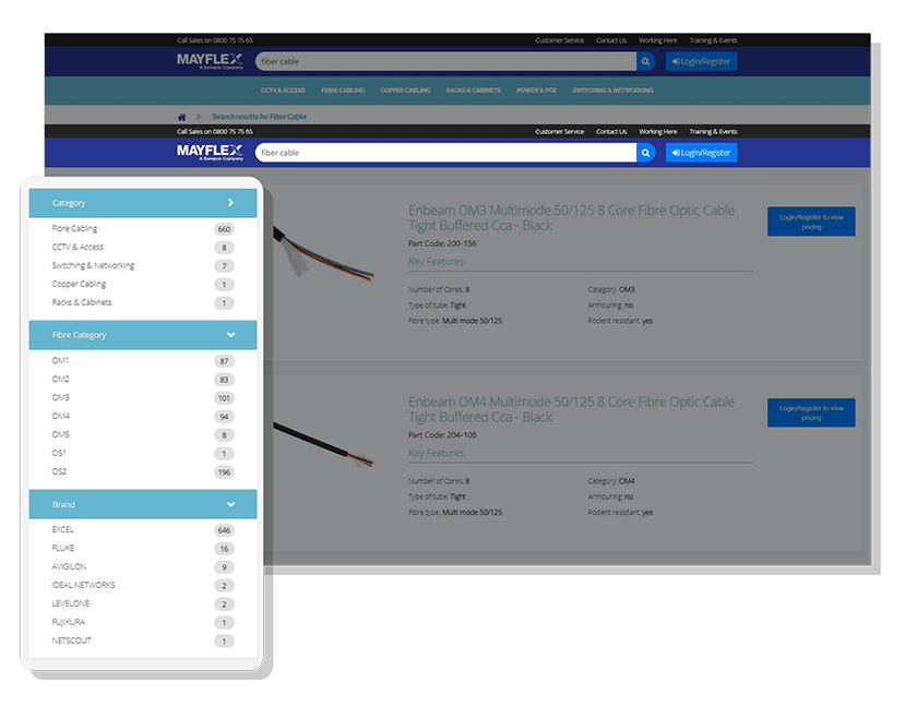 Examples of b2b filters in online shop