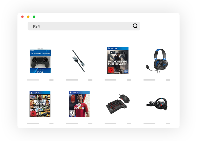 ecommerce personalization Blixt different search result PS4