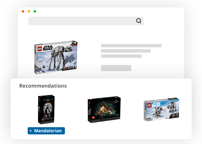 ecommerce personalization Blixt - manual recommendations