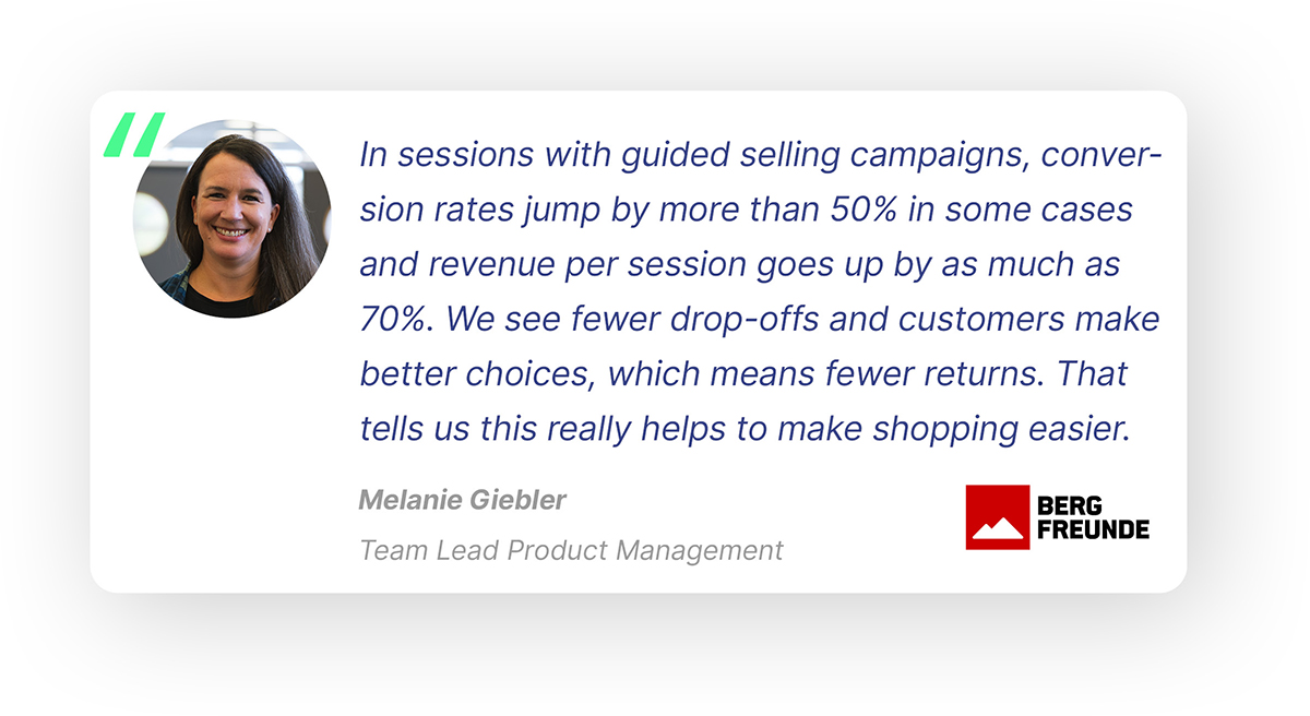 Quote from Melanie Giebler, Teamlead Product Management at Bergfreunde:  