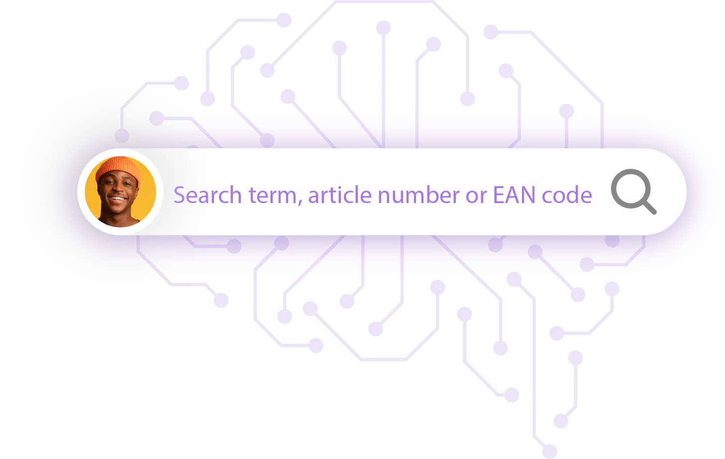 Junger Mann mit orangefarbener Mütze sucht nach Produkten über Suchbegriffe oder EAN-Codes auf FactFinder.
