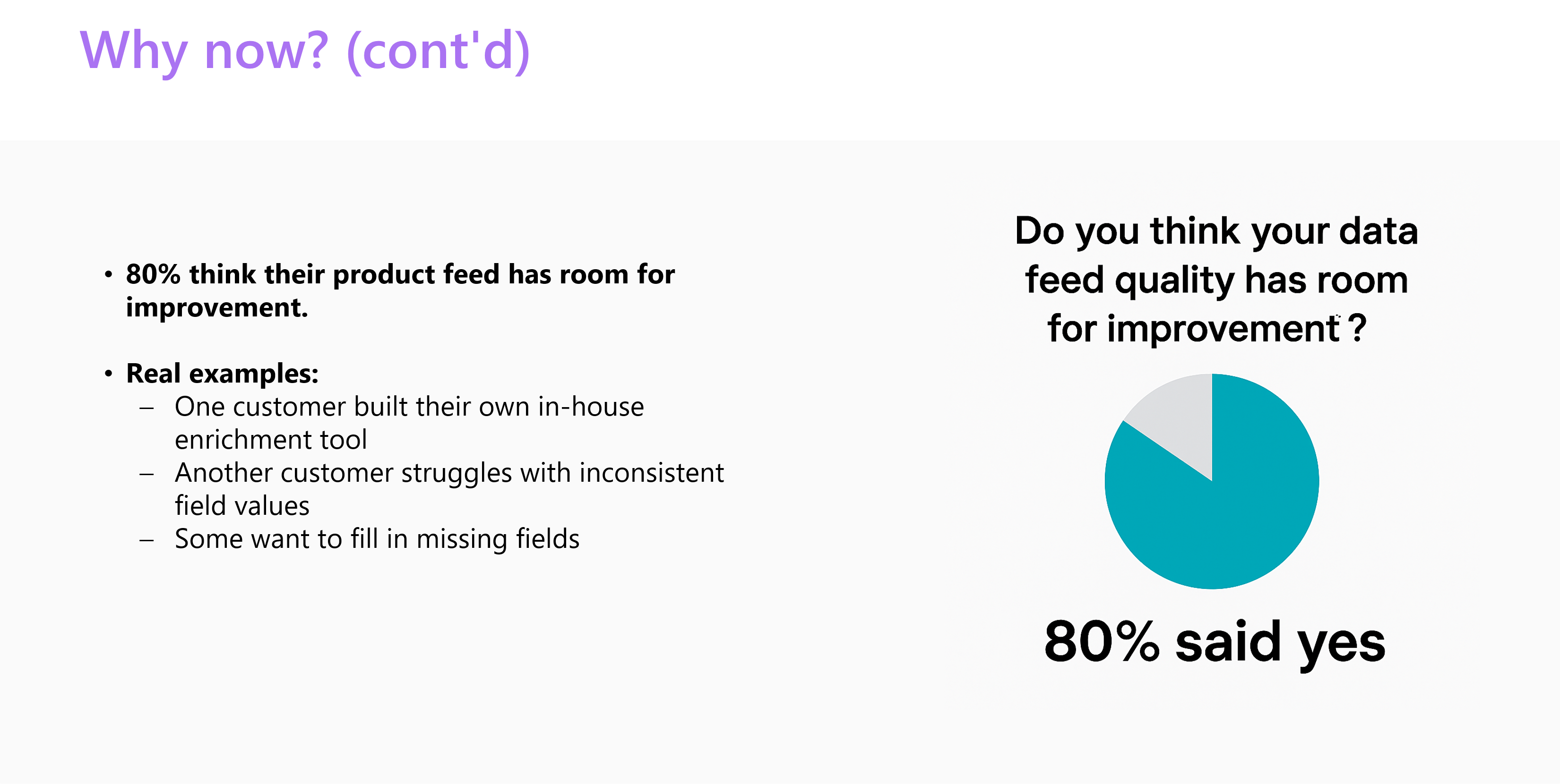 Survey results of interviews with clients on the importance of data enrichment